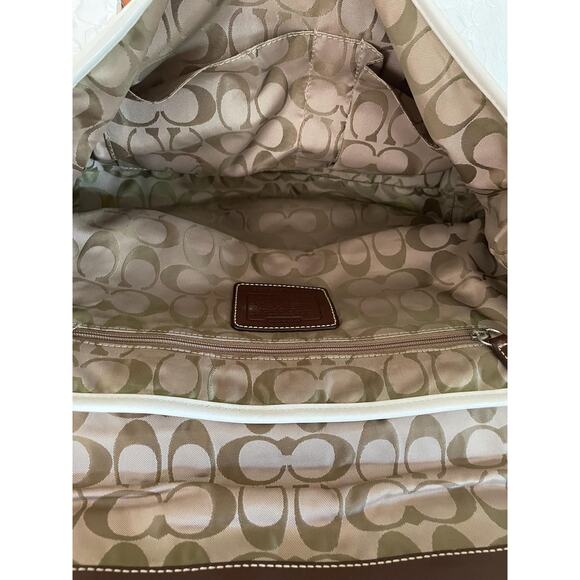 Coach Soho Hampton White/brown leather Flap Bag 9636 Satchel/Carryall - Picture 9 of 10